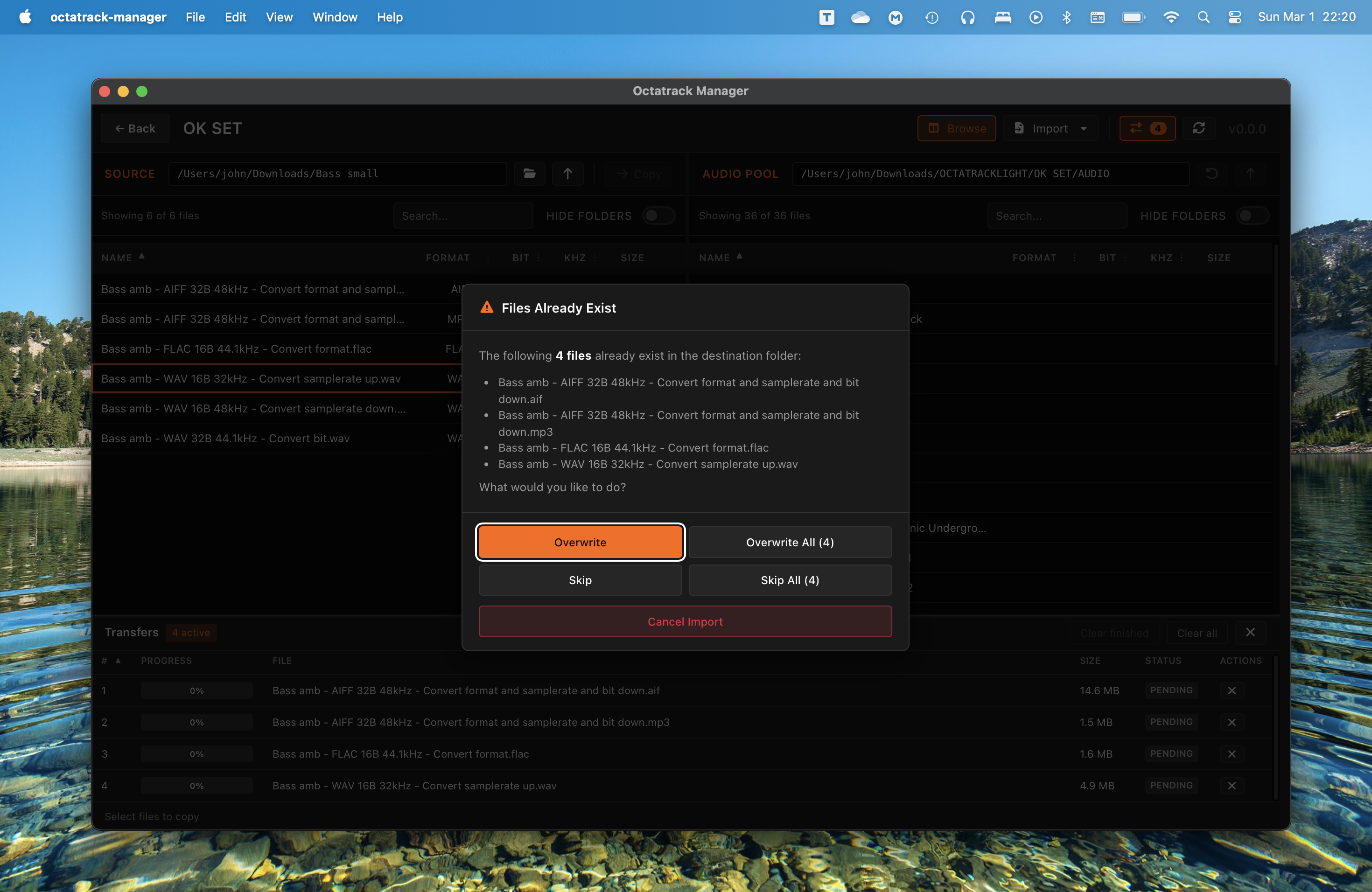 File conflict confirmation modal