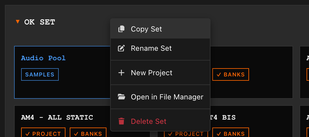 Set header context menu