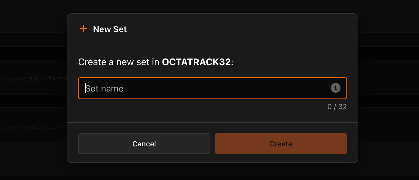 New Set dialog