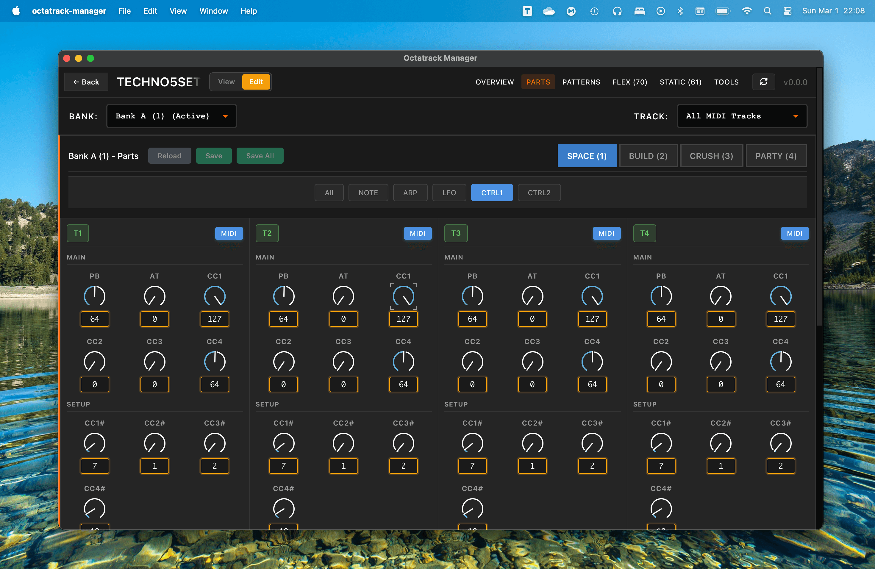 Parts Editor - MIDI CTRL1 page