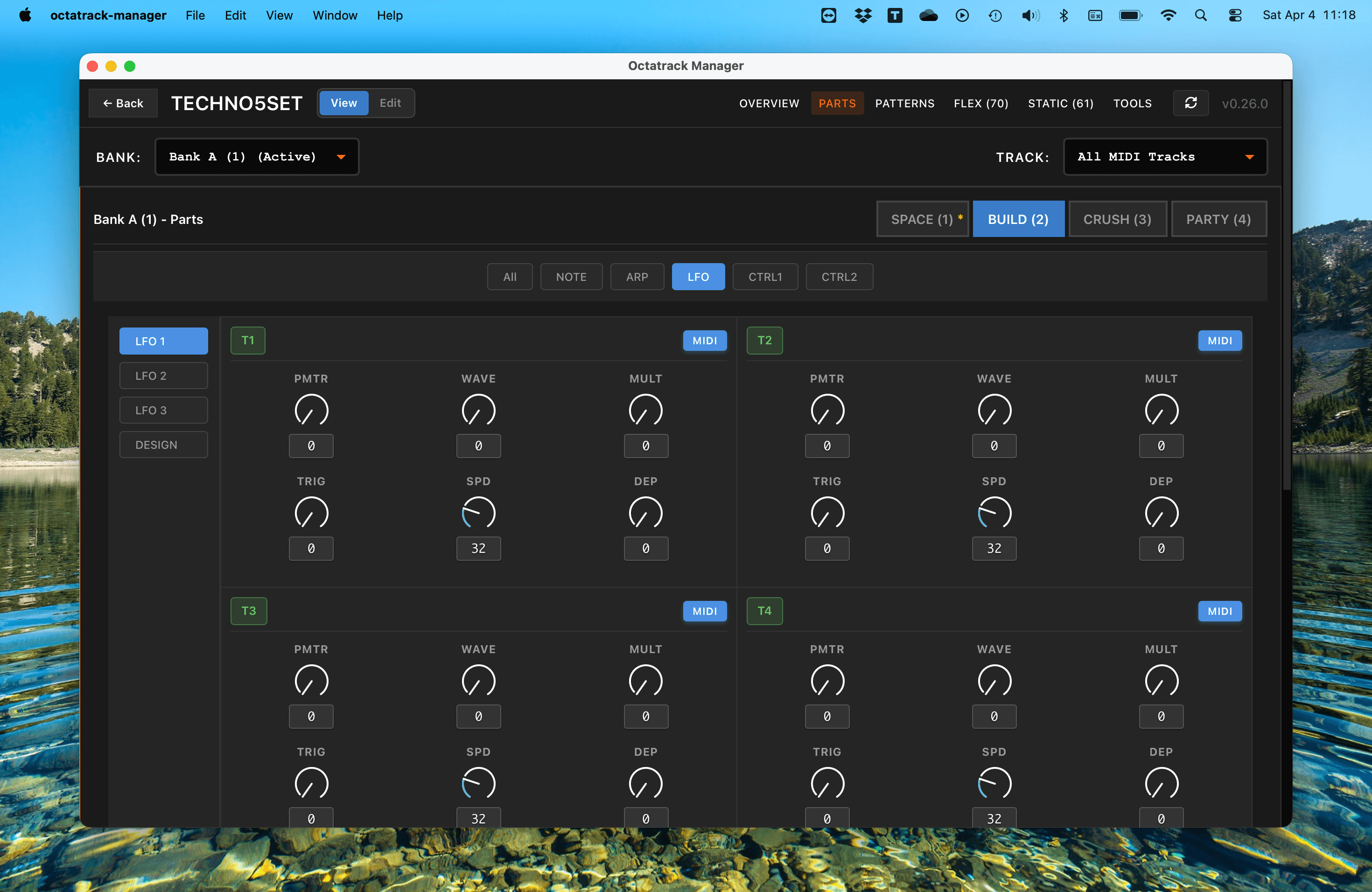 Parts Editor - MIDI LFO page
