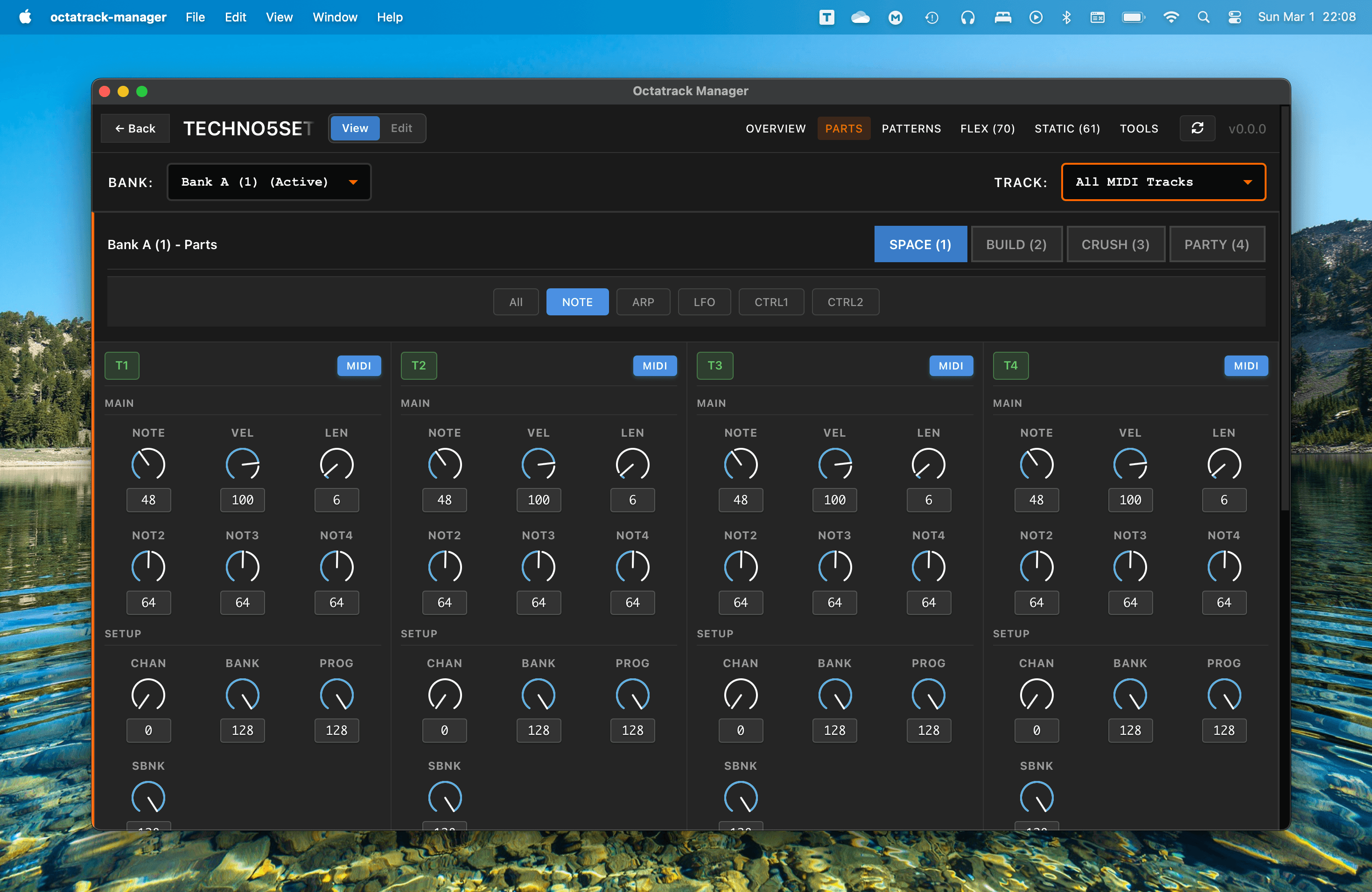 Parts Editor - MIDI Notes page