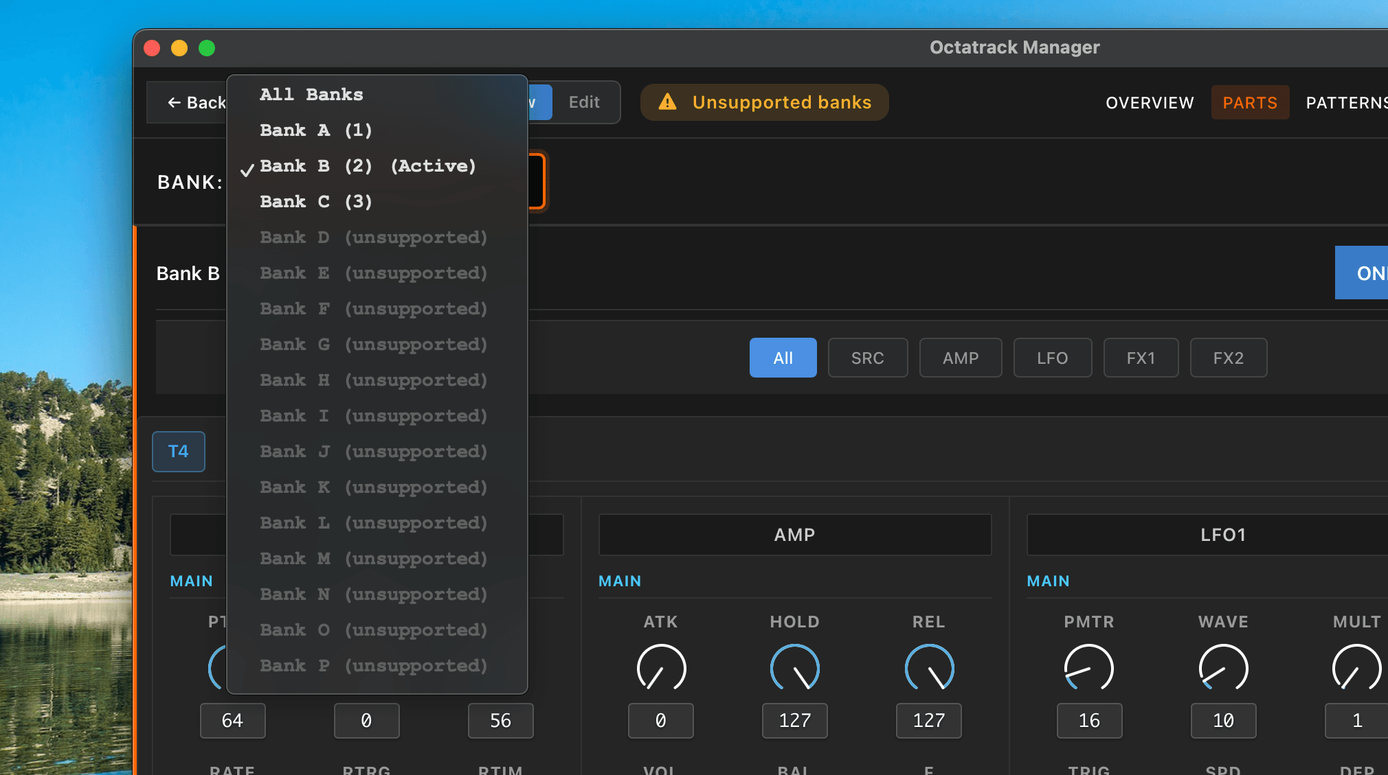 Unsupported banks bank selector