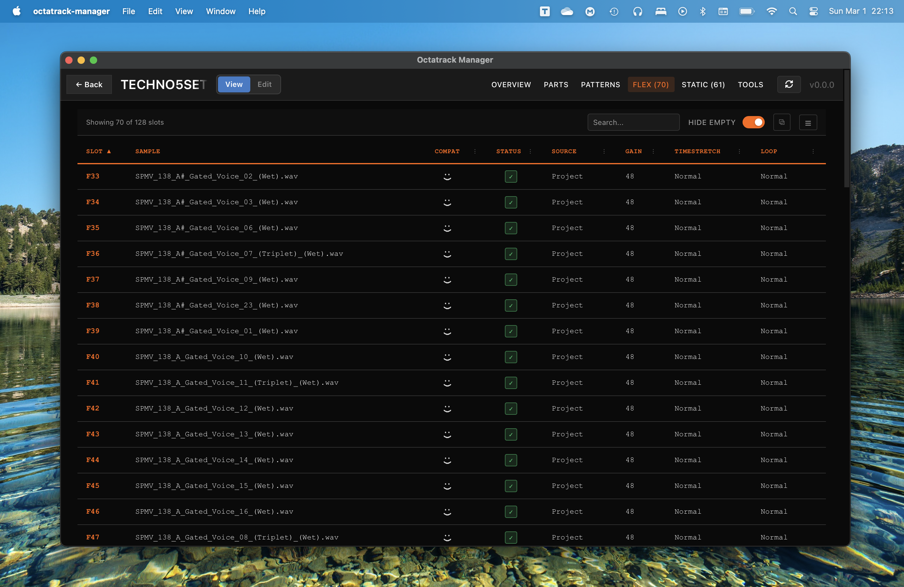 Sample Slots - Flex Table