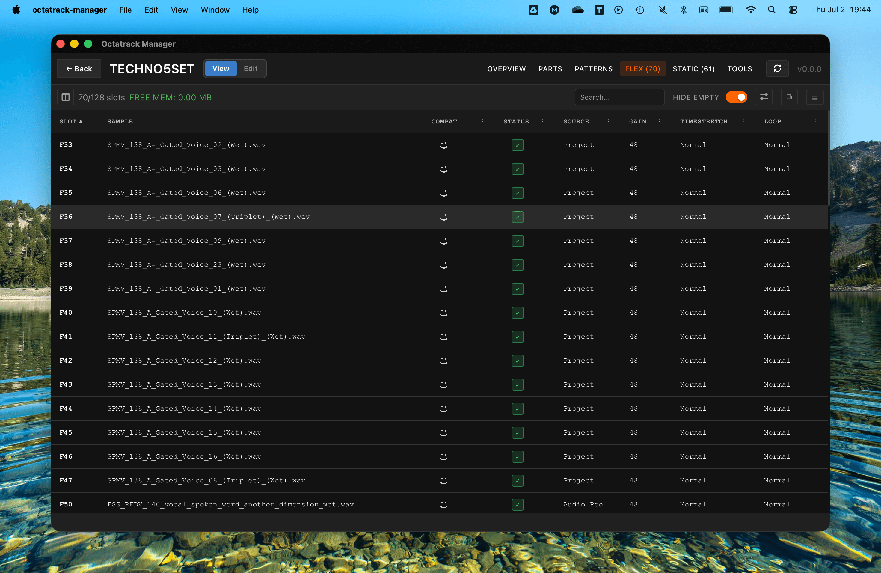 Sample Slots - Flex Table