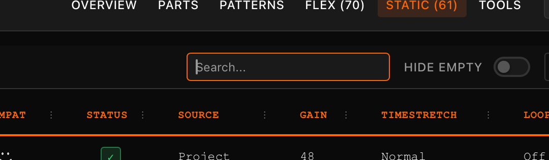 Sample Slots - Search bar