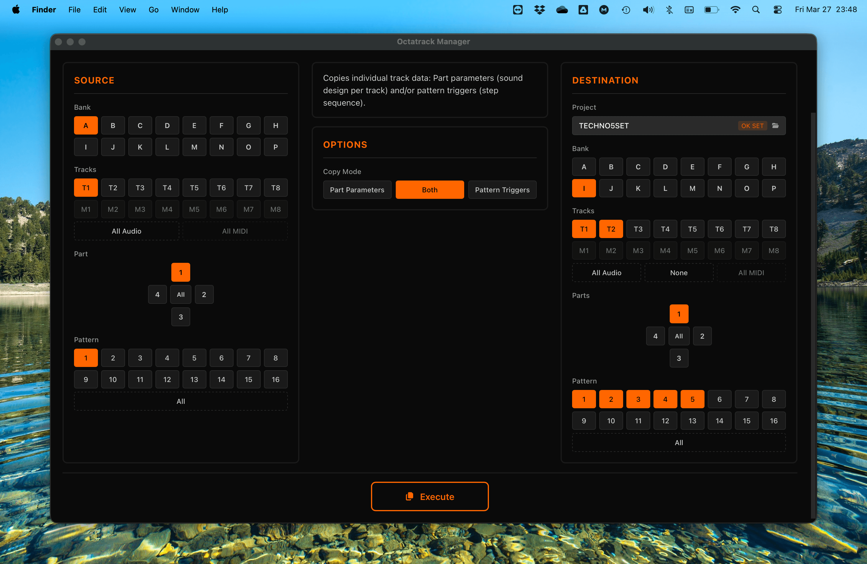 Copy Tracks - Both mode (Part Parameters + Pattern Triggers)