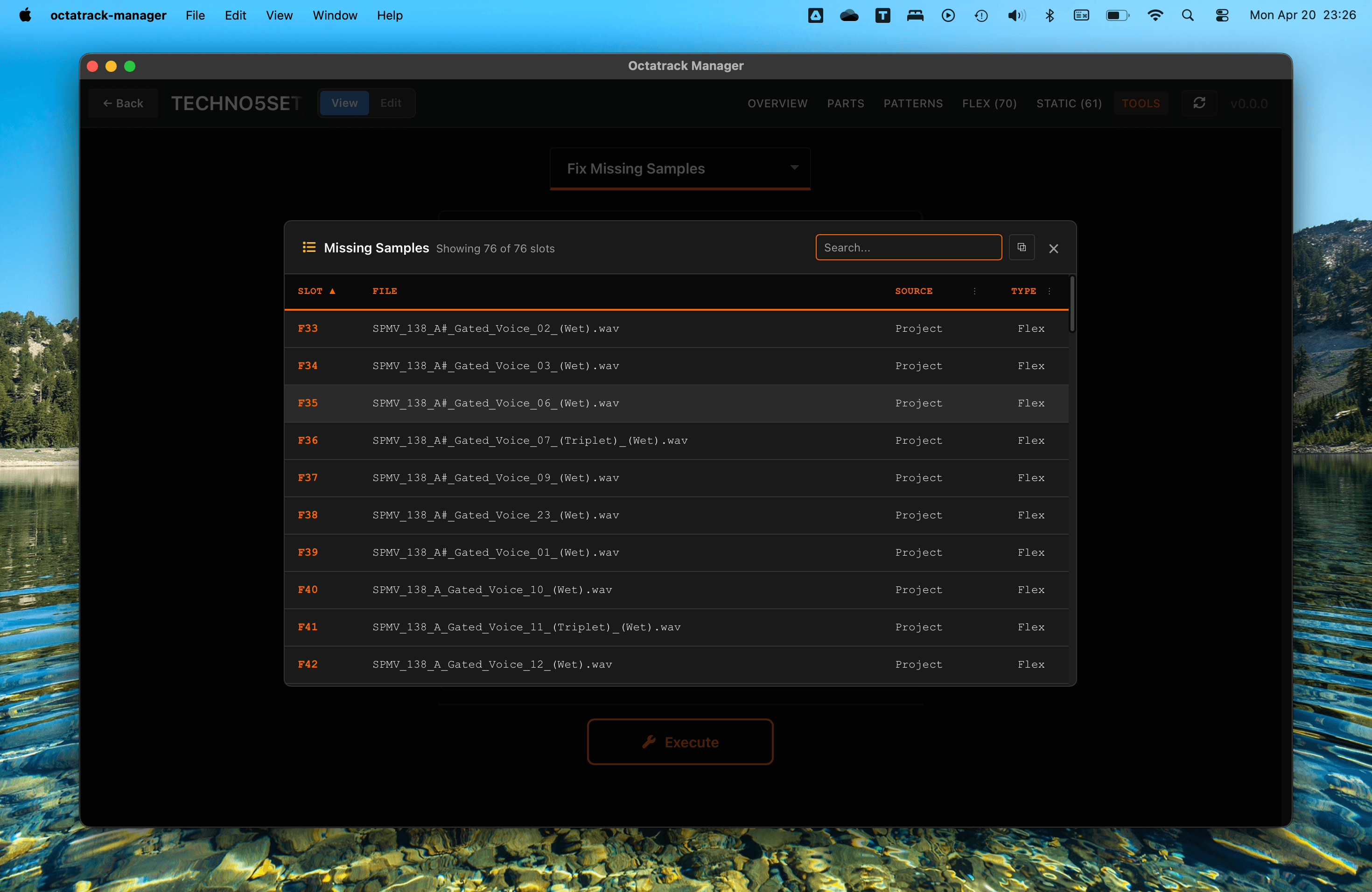 Tools - Fix Missing Samples - Missing files