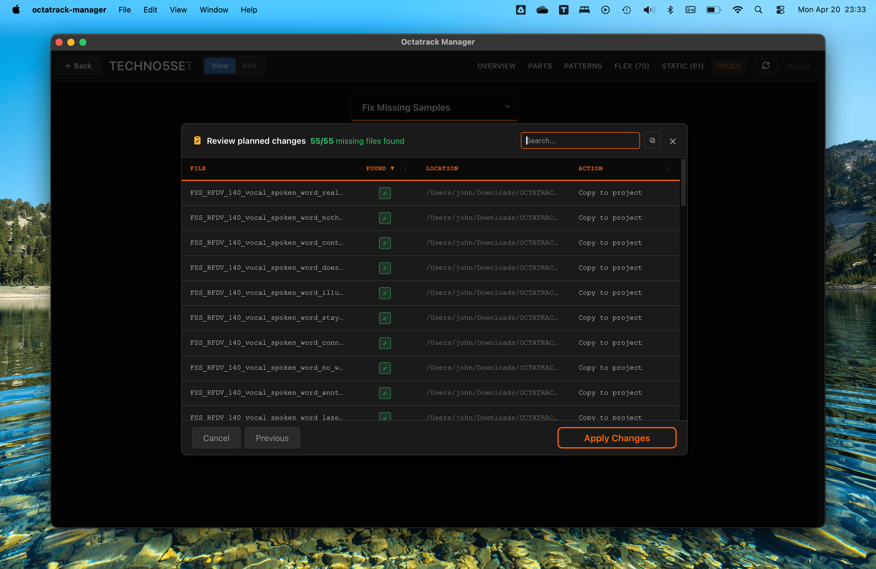 Tools - Fix Missing Samples - Review